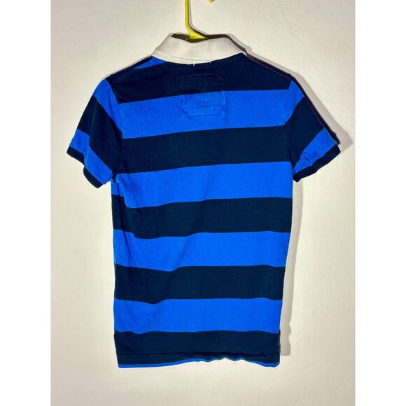 Abercrombie & Fitch Men’s S Muscle Fit Rugby Polo Shirt Blue Navy Stripe - Picture 4 of 4
